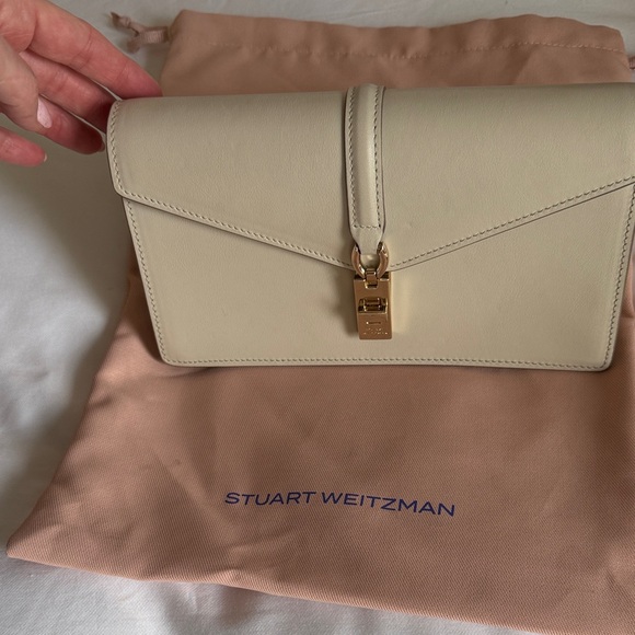 Stuart Weitzman Cream Leather Clutch - Picture 9 of 11